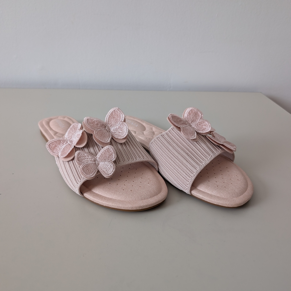 Chic Pink Butterfly Embellished Slippers